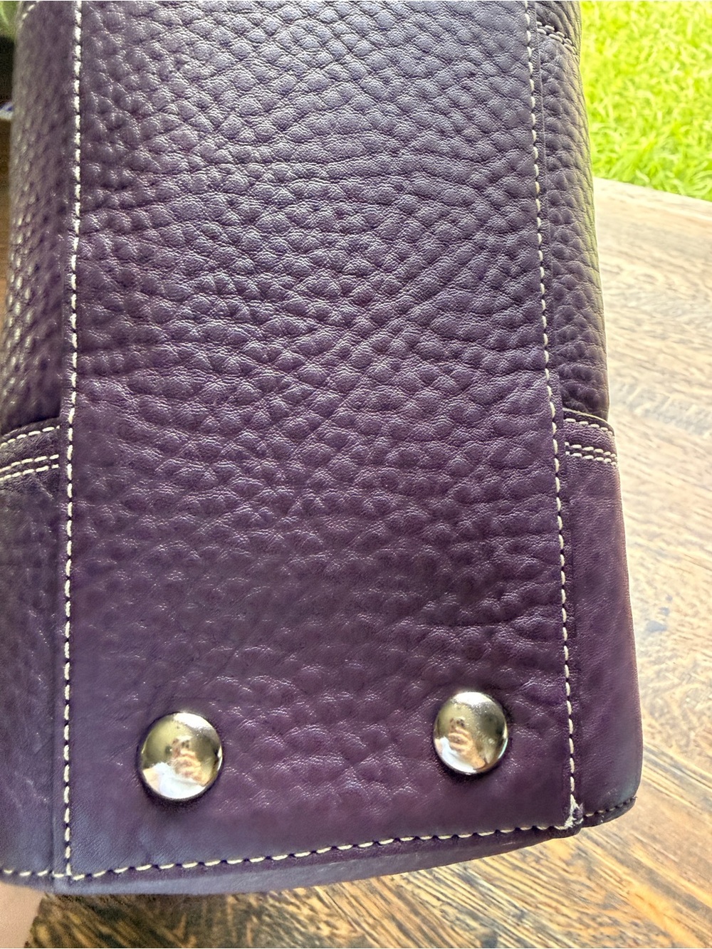 Vintage Coach Hamptons Purple Pebbled Leather Satchel Bag (F13961) - Picture 11 of 16